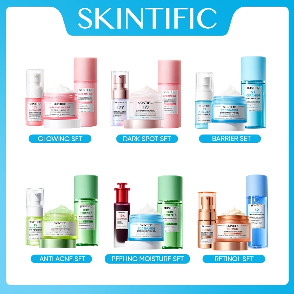 WAWA - [PAKET 3 PCS] Skintific Paket Skincare | Serum Moisturizer Gel Toner Sunscreen | Glowing Set 