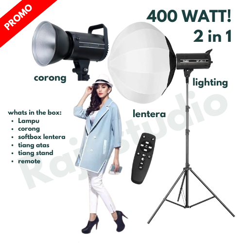 Lantern Softbox with Lampu Video Light LED + 3 M Tripod