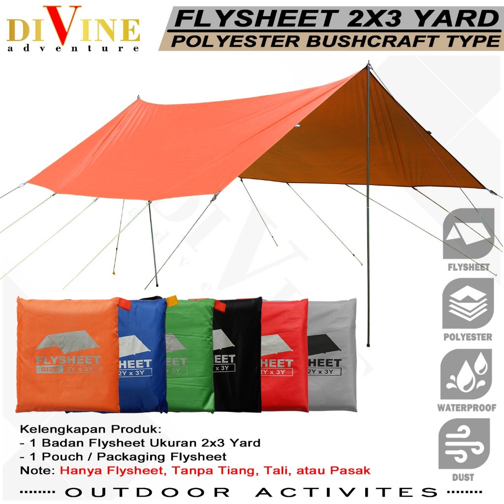 Flysheet tenda 200 x 300 Waterproof Camping Atap tenda Outdoor Kanopi Tenda flysheet tahan sinar UV