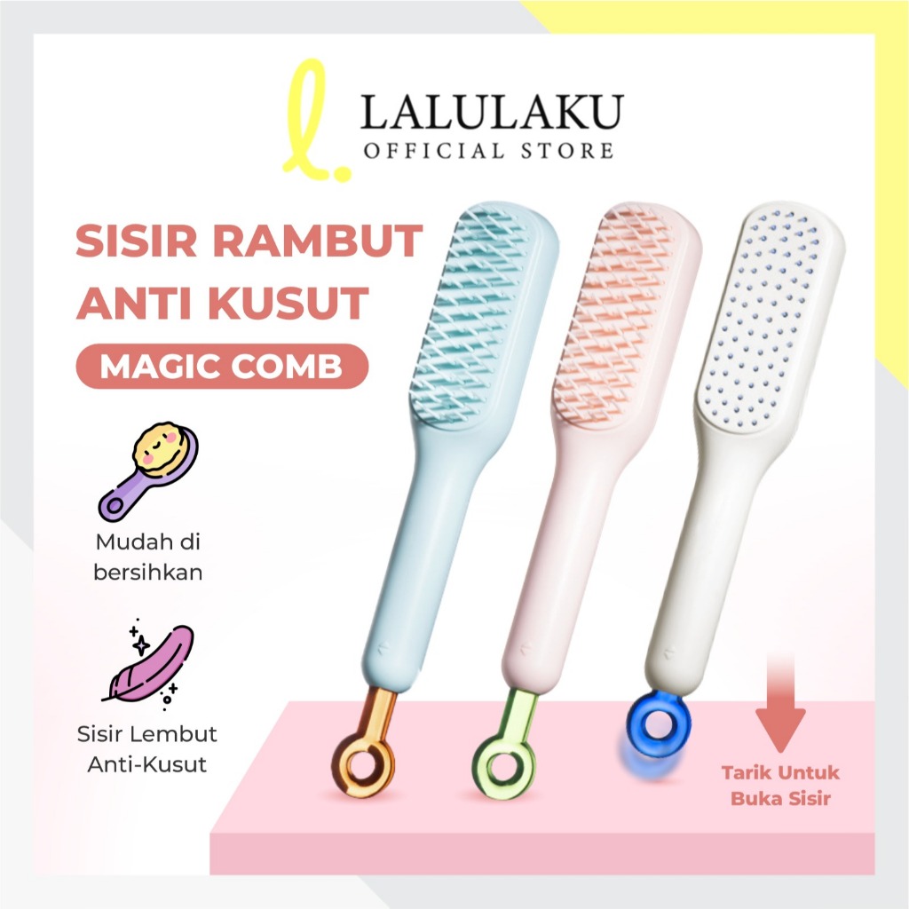 Sisir Rambut Anti Kusut Magic Comb Sisir Praktis Anti Rontok Sisir Tarik Lembut