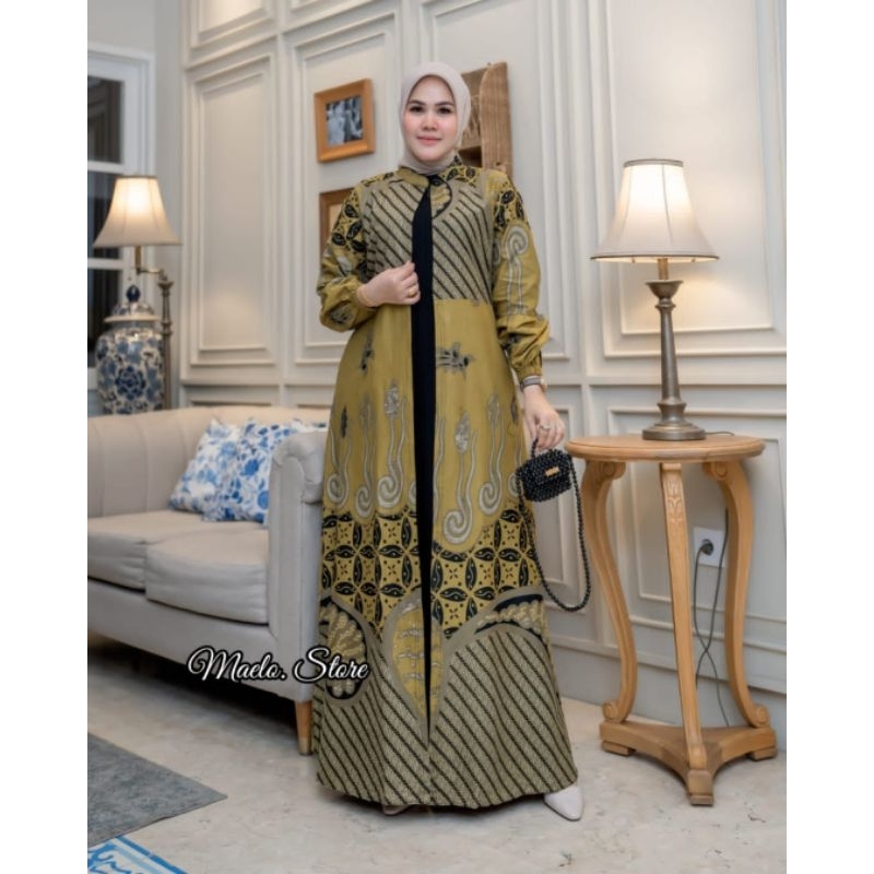 GAMIS BATIK PESTA/ GAMIS BATIK TERLARIS/ GAMIS BATIK KATUN/ GAMIS KOMBINASI BLACK