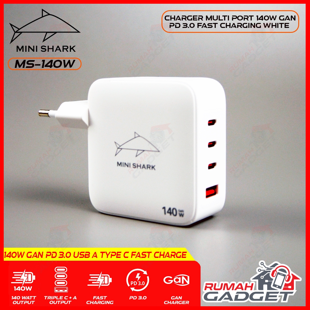 Charger - MINISHARK - 140W Gan - GAN PD 3.0 4 Port Fast Charger