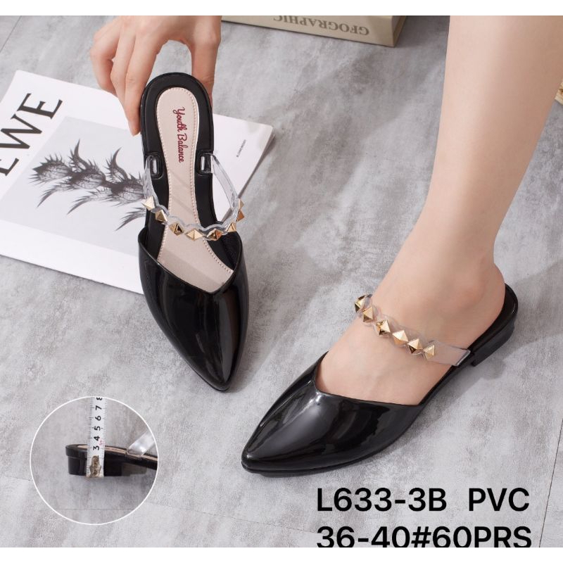 Sandal Slip On Jelly Wanita Hitam Valentino Duri Import Terbaru 633