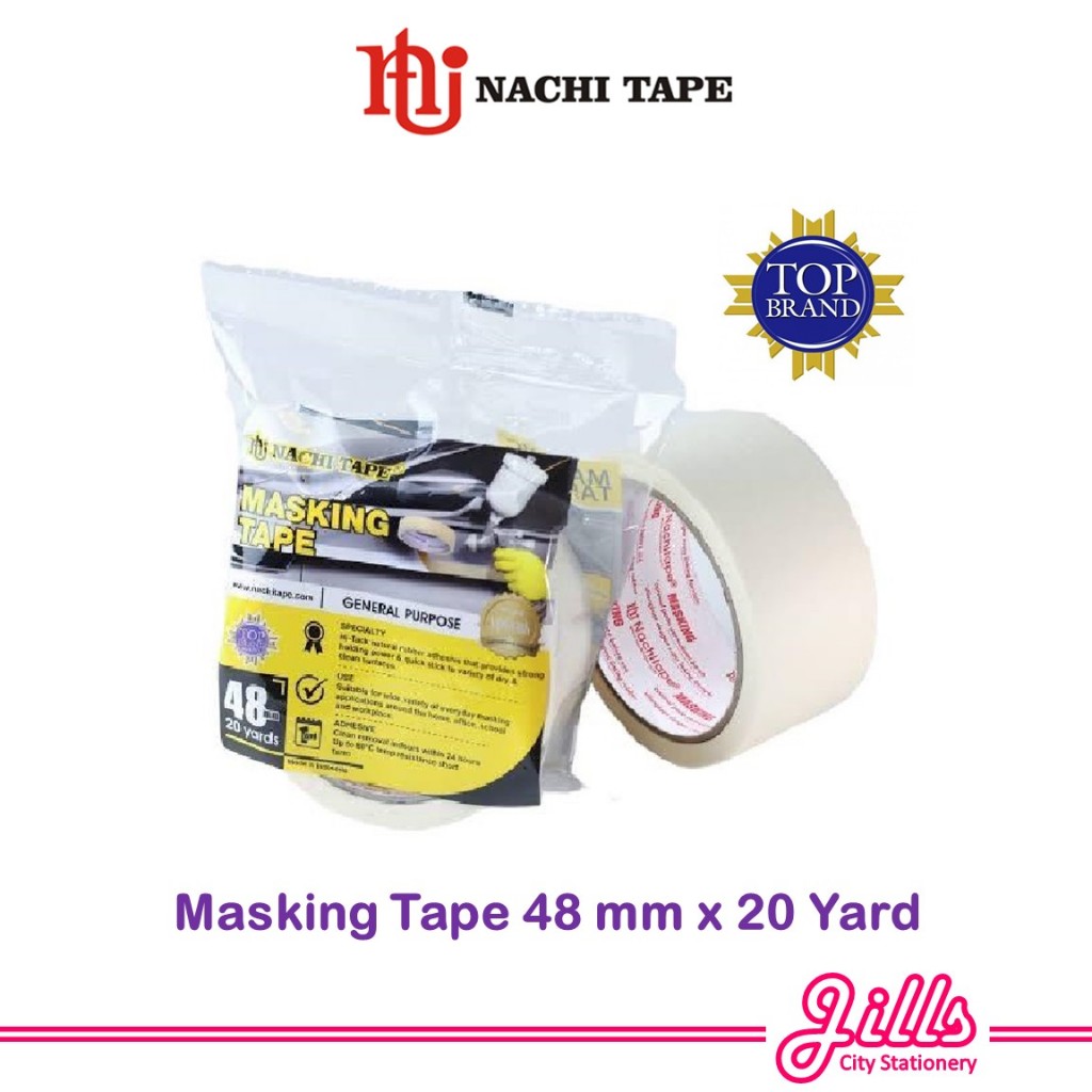 

Nachi Lakban Kertas / Masking Tape 2 inc / 48 mm x 20 Yard (18m)