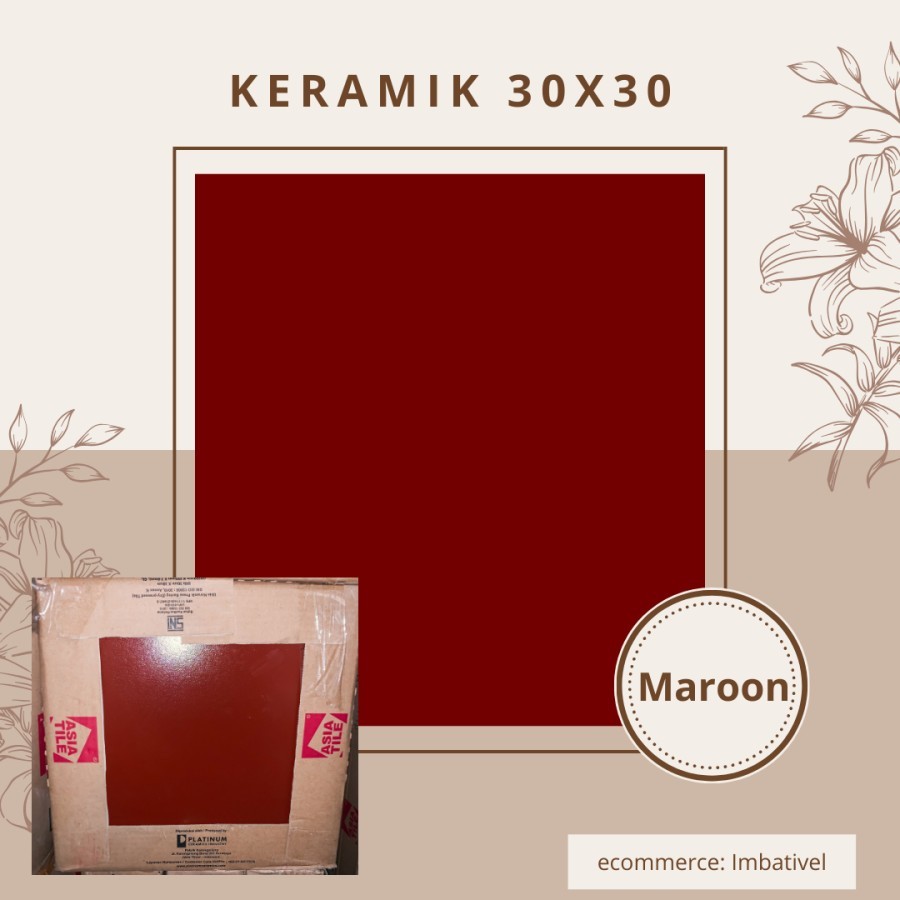 Keramik Lantai 30x30 Asia Tile Corsica (Merah Maroon)┃Keramik Lantai Klenteng / Dapur / Kamar Tidur