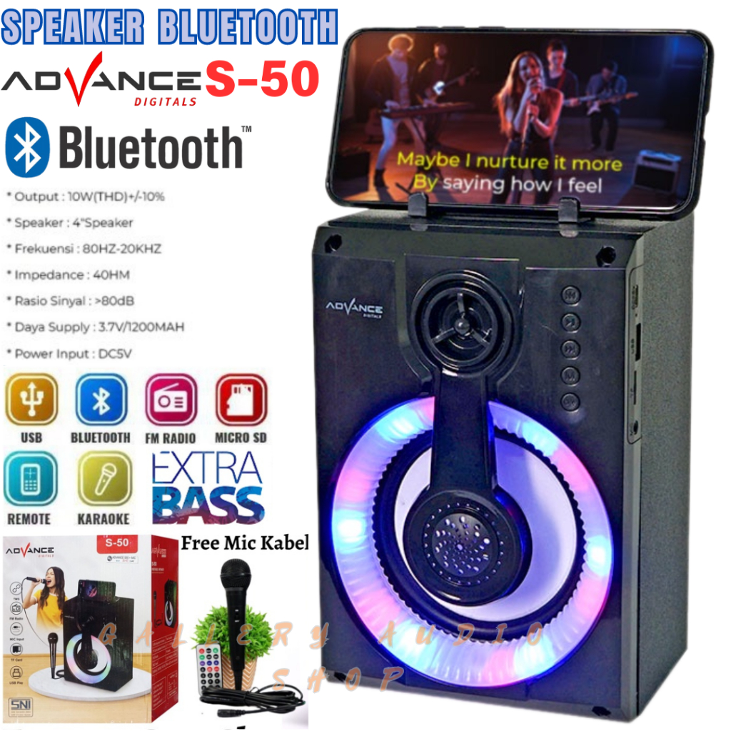 Speaker Bluetooth Karaoke ADVANCE S-50 | Speaker Aktif Bluetooth Full Bass ADVANCE S 50 Multimedia S