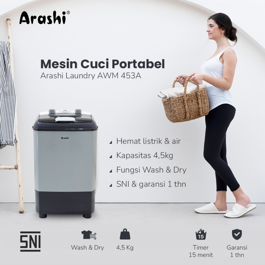 Arashi Laundry AWM 453A Mesin Cuci 1 Tabung