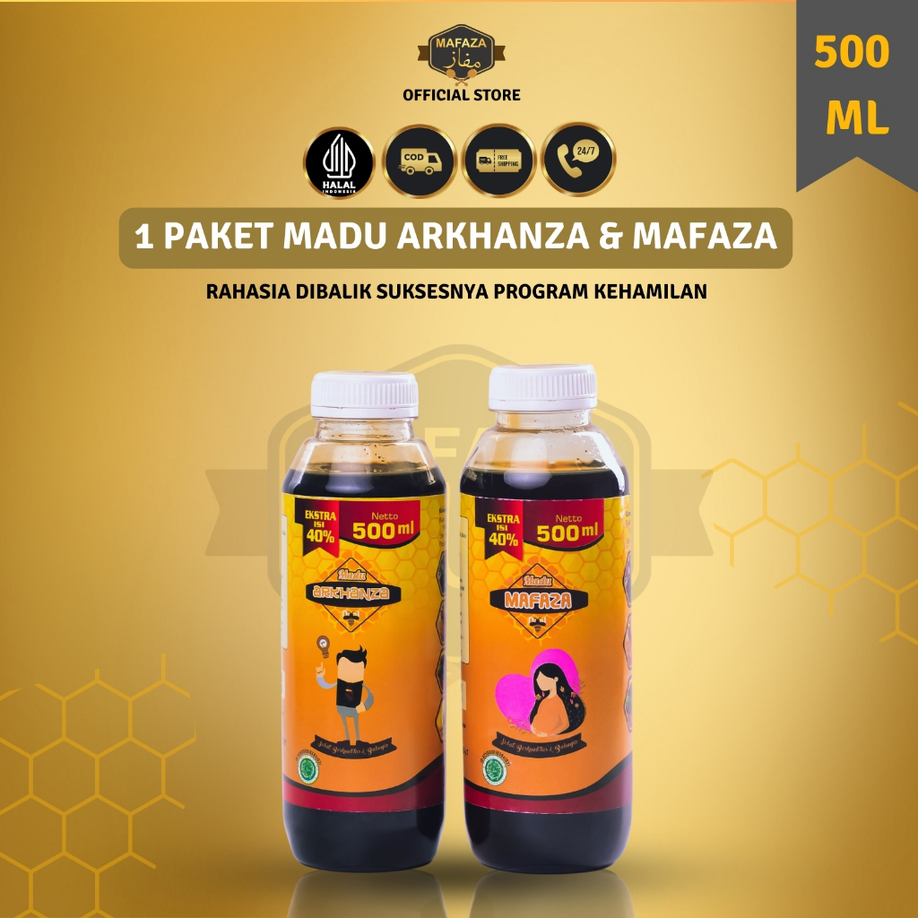MAFAZA -  Madu Zuriat Promil | 1 Paket Madu Arkhanza (Suami) & Mafaza (Istri) 500 mL Bonus 2 Testpac