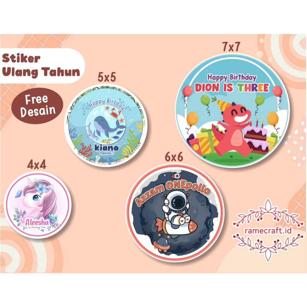 

Stiker ulang tahun anak custom premium/souvenir