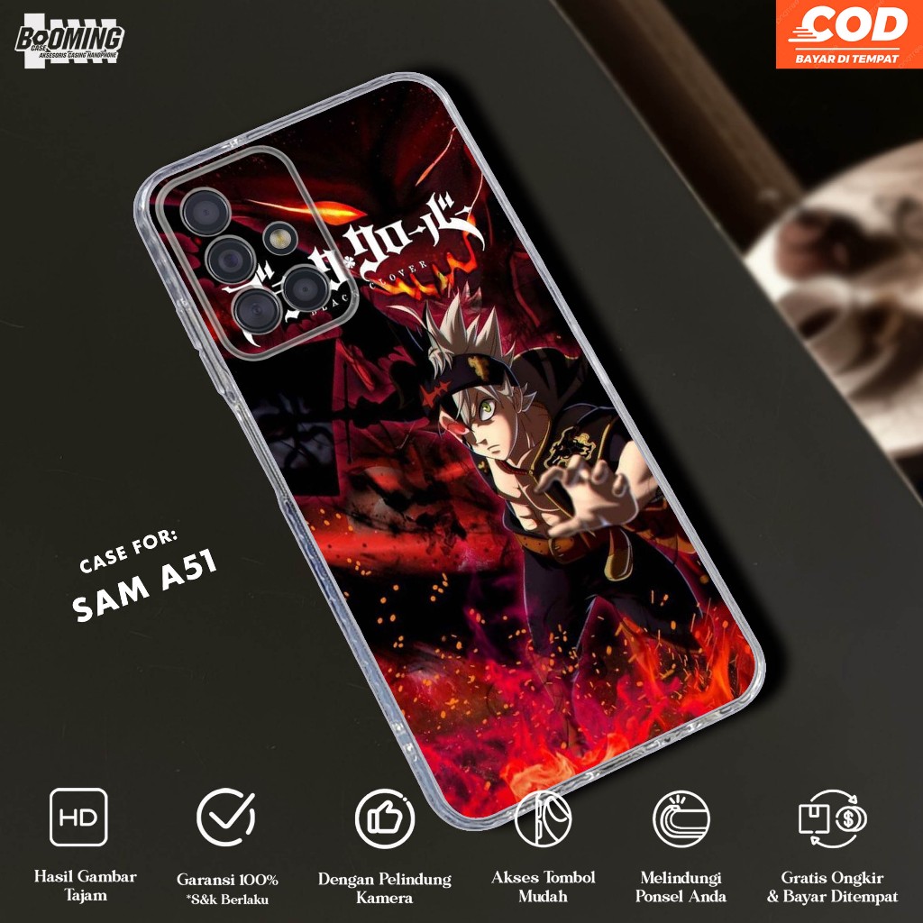 Case Samsung A51 Casing Samsung A51 Motif BLACK COVER - Clear Case - Softcase Bening Tebal - Casing 