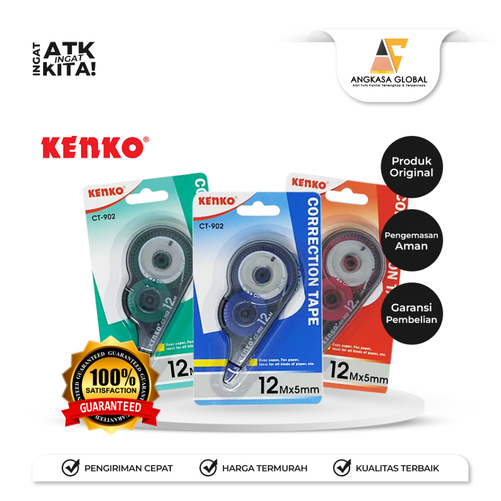 

KENKO PITA KOREKSI/ CORRECTION TAPE CT-902 [12M x 5mm] (1PC)