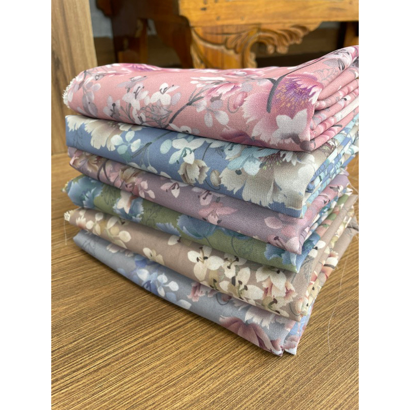 YUKAKEBAYA || KAIN KEBAYA SIFON PRINT KEMBANG ZINNIA | SAKURA | VINCA | DAHLIA | KENCANA