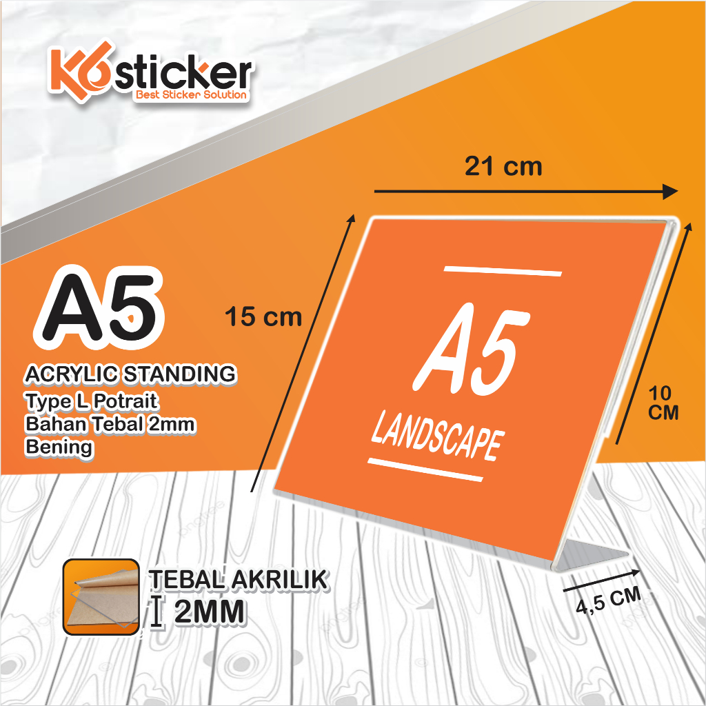 ACRYLIC A5 TYPE L LANDSCAPE / AKRILIK A5 L LANDSCAPE
