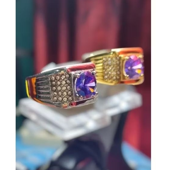 Cincin cowok permata chatam model mewah ring super titanium