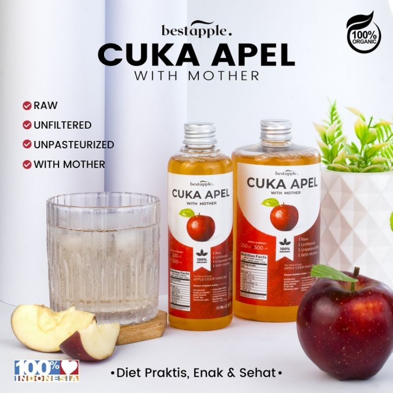 

CUKA APEL ORGANIK 1000ML ORIGINAL Tanpa Campuran - Organic Apple Cider Vinegar 100% Original UNTUK DIET UNTUK WAJAH