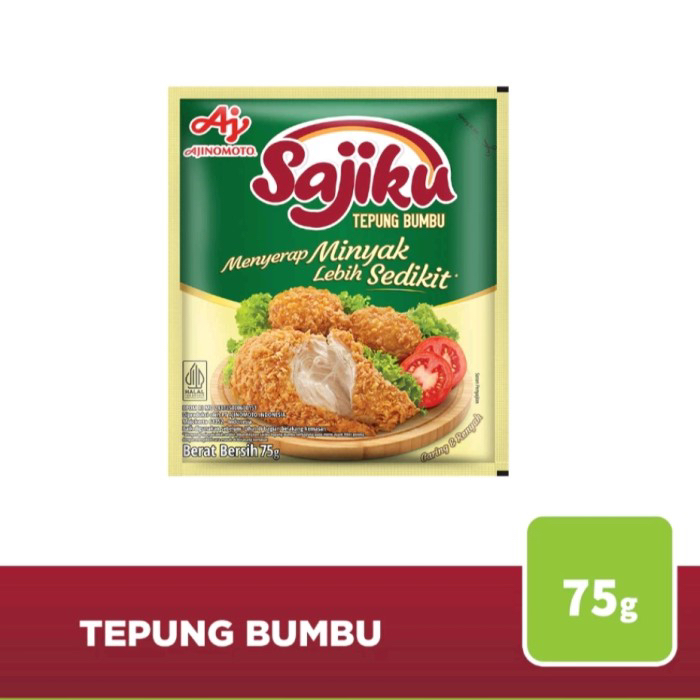 

Sajiku tepung bumbu menyerap minyak lebih sedikit 75 gram