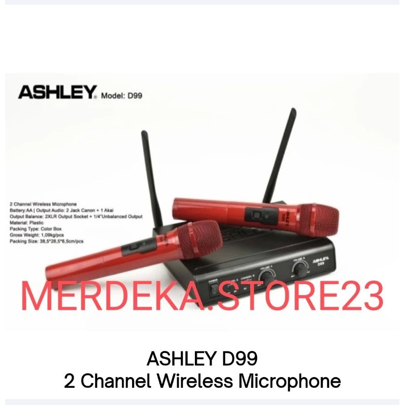MICROPHONE WIRELESS ASHLEY D99 | ASHLEY D 99 ORIGINAL 2 MIC PEGANG HANDHELD WIRELESS - BEST QUALITY