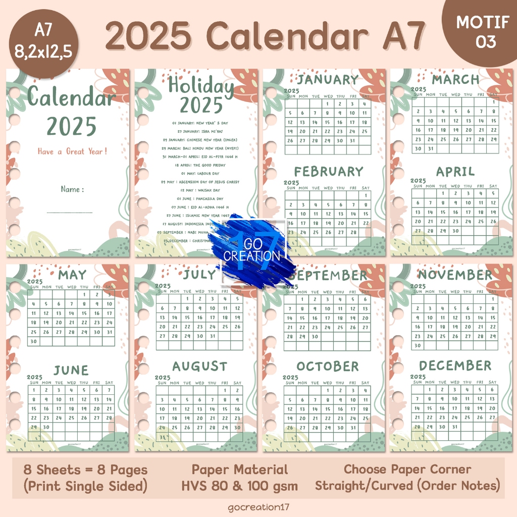 

Buku Planner Refill Kertas Isi Binder Motif 03 Series A7