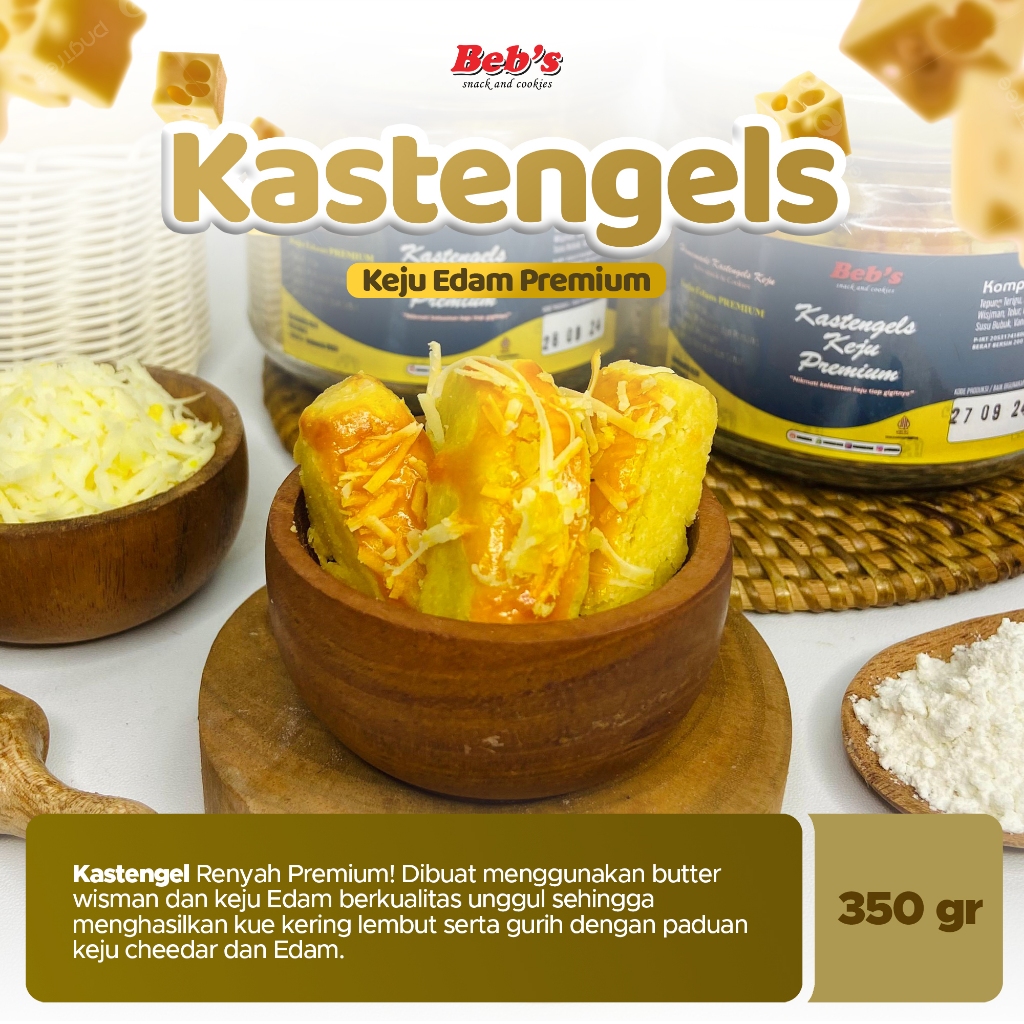 

Kastengel Keju Edam Bebssnack (PREMIUM QUALITY) 200gr | Kue Cemilan Kering Keju Favorite | Kue Keju Favorite Hari Raya Lebaran