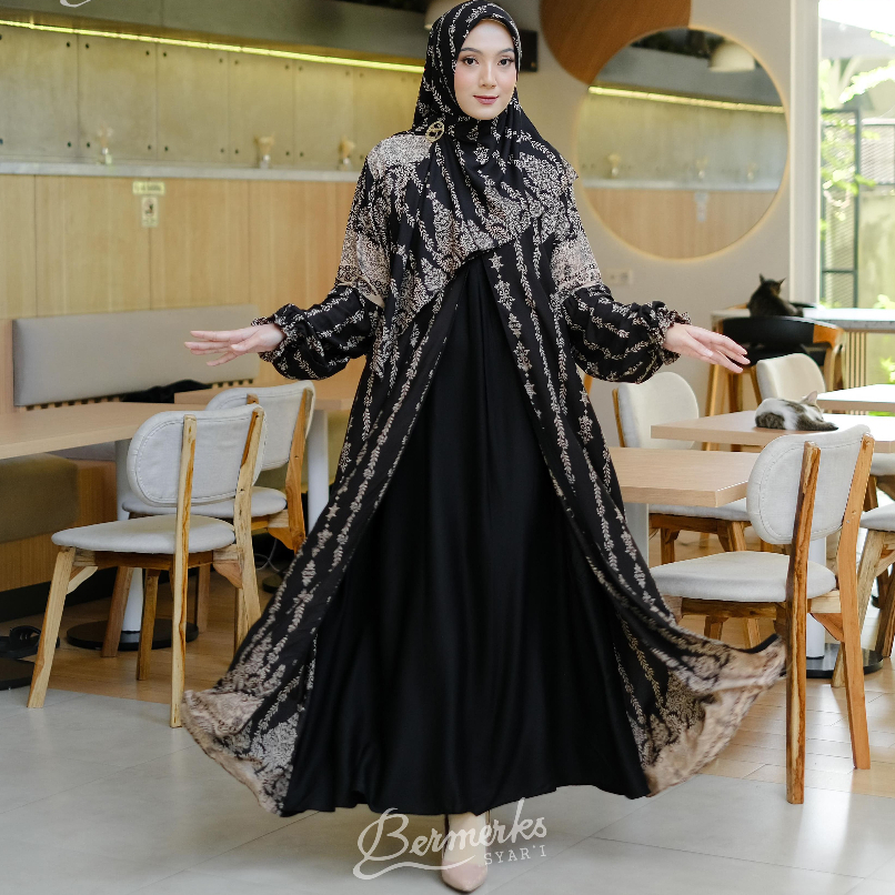 BERMERKS SYARI | SELLY Gamis Wanita Set Hijab Rayon Twill Terbaru Simple Mewah Premium All Size
