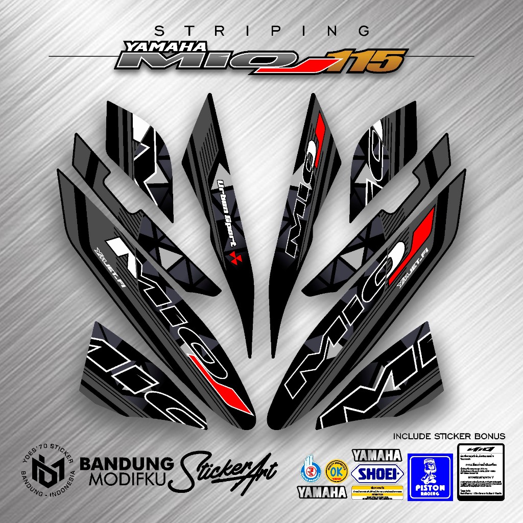 STICKER MIO J VARIASI / MOTIF 1 / STRIPING MIO J VARIASI / MIO J 2012 2013 2014 / BANDUNG MODIFKU