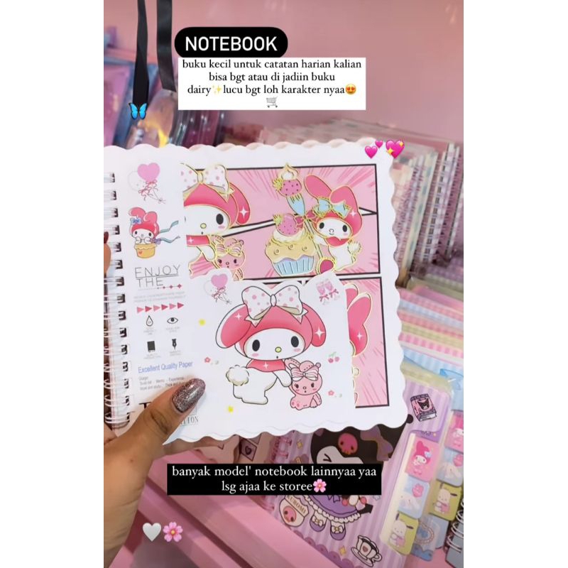 

Notebook spiral SANRIO persegi SUPER LUCU CUTE isi 50 lembar