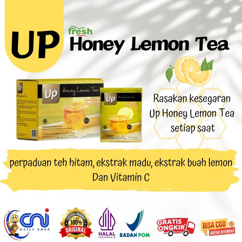 

CNI UP HONEY LEMON TEA Minuman teh instan menyegarkan dan menyehatkan dengan kandungan VITAMIN C