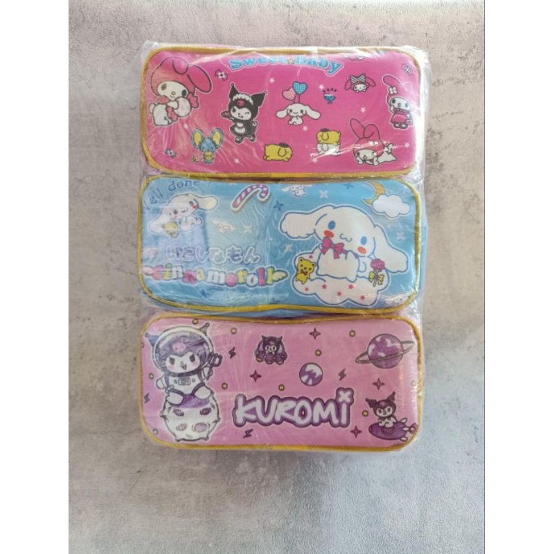 

(ecer) tepak kubus/oval jumbo kuromi single || tempat pensil karacter resleting || free plastik