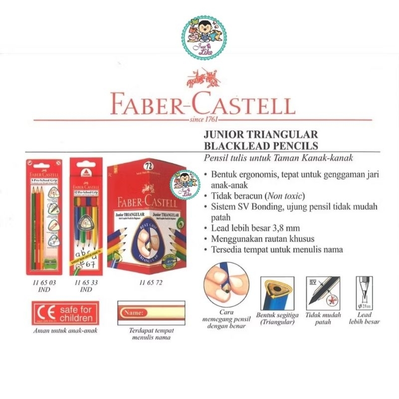 

FABER CASTLE-Pensil Preschool Triangular / Pre School Grip Junior Pencil
