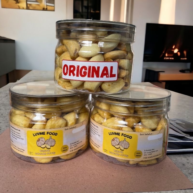 

Luvme food - Keripik Bawang putih Original 350ml | Garlic chips | Keripik bawang utuh kesehatan |