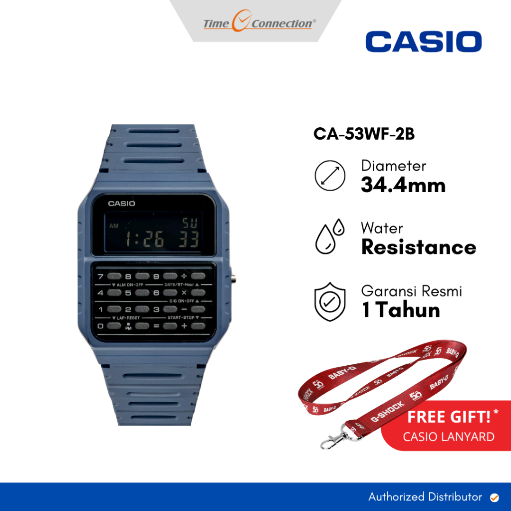 Casio CA-53WF-2B Biru Original / Jam Tangan Pria Wanita Digital Kalkulator