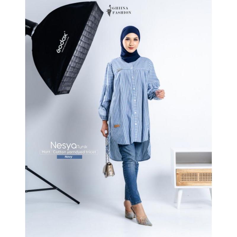TERBARU ✅ NESYA TUNIC by GHIINA FASHION || Tunic motif garis cantik