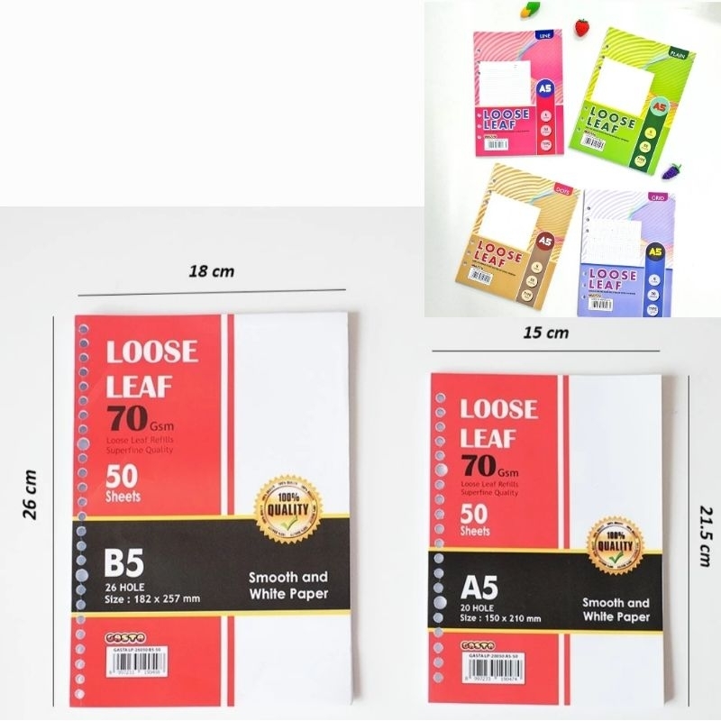 

isi binder loose leaf bergaris | A5 6 ring (6 lubang) 20 ring (20 lubang) | B5 26 ring (26 lubang)