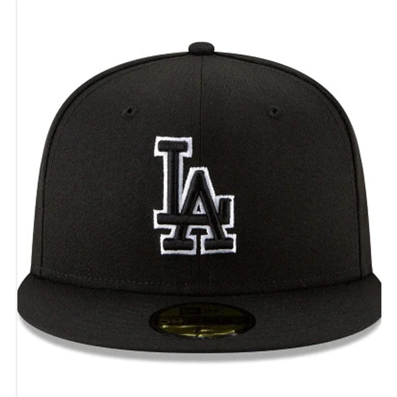 Topi Snapback Cap Fitted Build Up LA Los Angeles Dodgers Hitam List Putih Logo Bordir