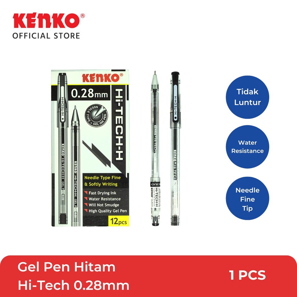 

KENKO Gel Pen Hi-Tech-H 0.28mm - Pulpen Gel Tinta Halus