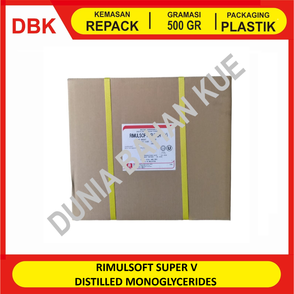 

RIMULSOFT SUPER (V) DISTILLED MONOGLYCERIDES PELEMBUT PENGEMPUK PENGEMBANG FOOD GRADE - REPACK 500 GR