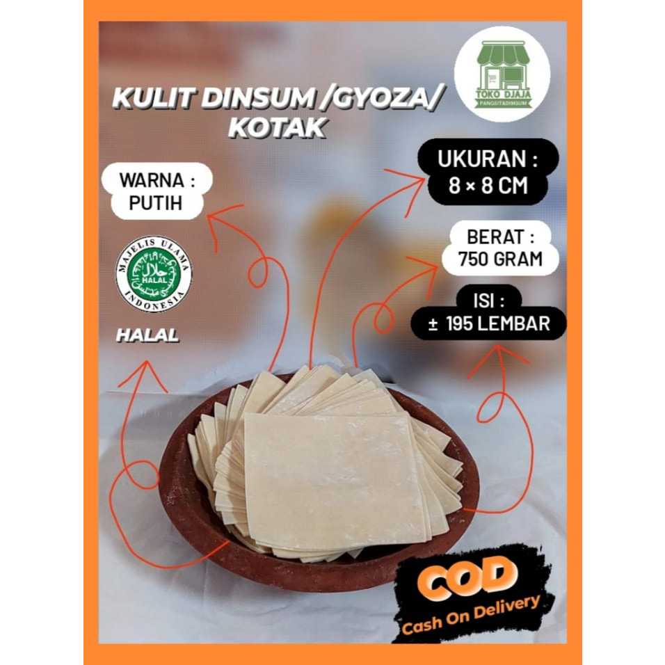 

Kulit Dimsum Kotak Kemasan 750 gram Warna Putih 8cm x 8cm Tipis Kulit Siomay Gyoza Enak Halal