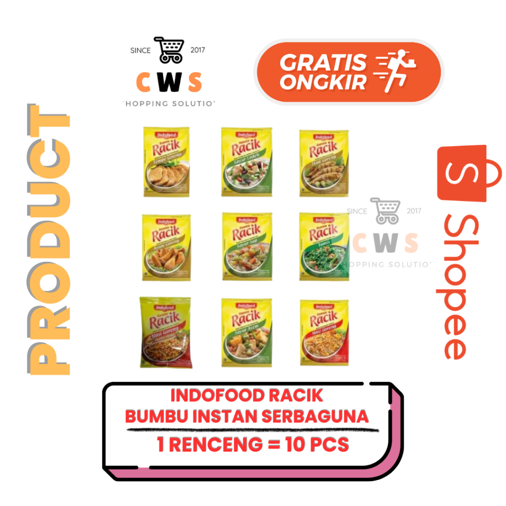 

RACIK Indofood Bumbu Instan Ikan Tempe Ayam Nasi Sop Lodeh Asem Sachet - 1 Renceng / 10 Pcs