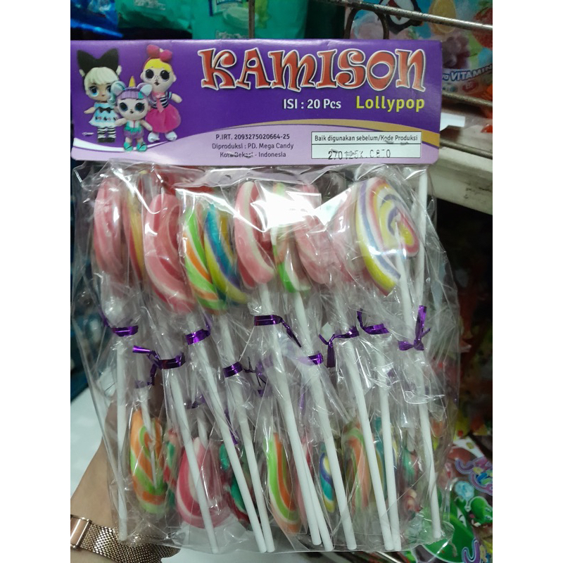 

Kamison Permen Lolipop Bulat 4cm ( 1pak isi 20pcs ) LOLY MURAH