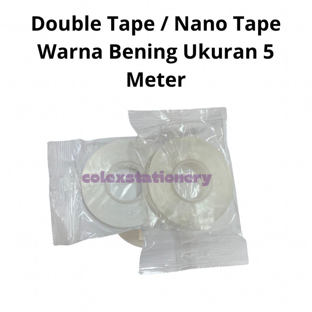 

Double Tape 2 Sisi / Nano Tape Perekat 2 Sisi Tebal Warna Bening Ukuran Kecil 5 Meter Goldpack