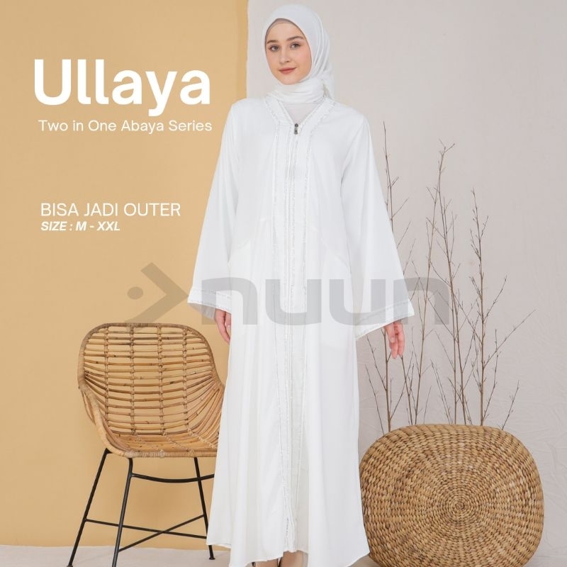 Ullaya Abaya putih - Abaya arab putih polos bahan jetblack model outer abaya turkey mewah