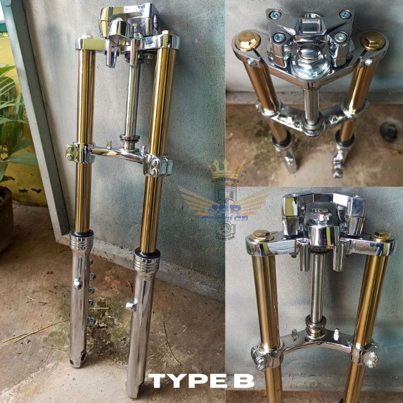 Shock Depan Kwski NinjaR RR Import Full Krom As Gold Pnp Cb100 Cb125 GL100 GLmaxpro Megapro Tiger