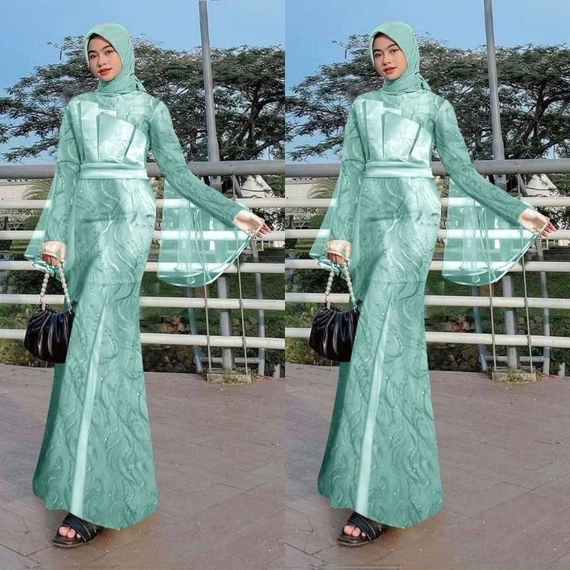 (NEW) ANARA Dress - Baju Gamis Dress Maxi Maxy Full Brukat Brokat FREE HIJAB Premium Remaja Wanita P
