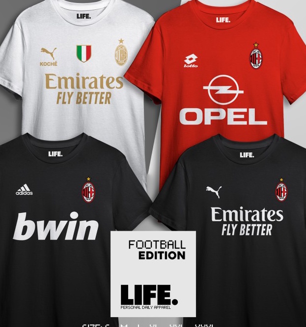 New Kaos AC Milan Model Jersey Fans Supporter Katun Combed 3s Print DTF  KOCHE Hitam 1