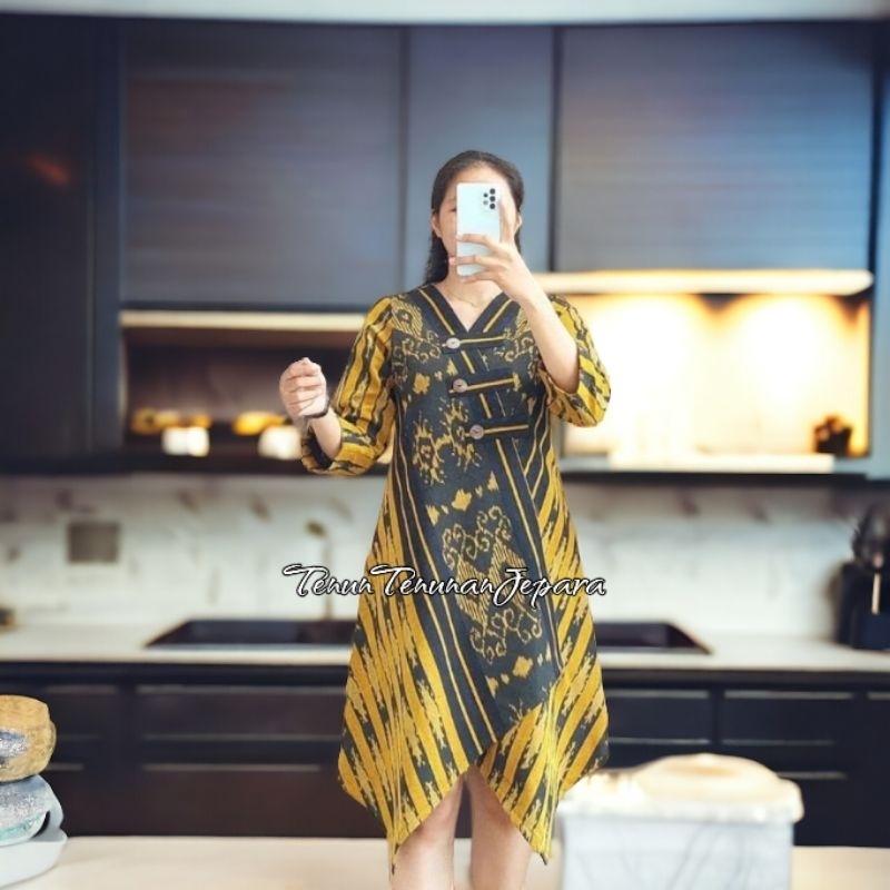 TUNIK TENUN TROSO YELLOW - BAJU TENUN WANITA