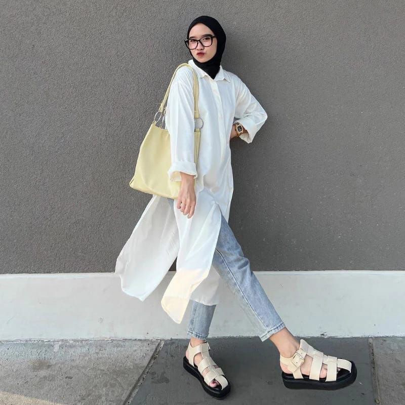 Marsya Tunik Wanita Polo Linen // Atasan Kemeja Wanita LD 115