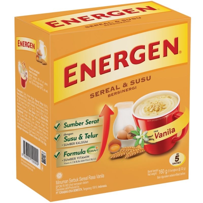 

Energen Sereal & Susu rasa vanila pack isi 5 dan isi 10