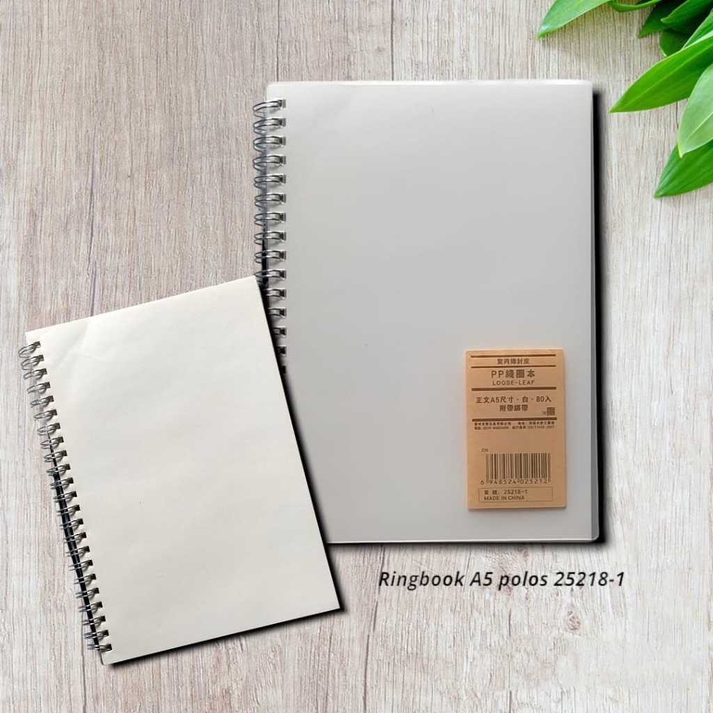 

Buku Tulis Notebook Spiral Ring Book A5 Kotak Grid Garis Polos Titik Dot Cover Putih Polos