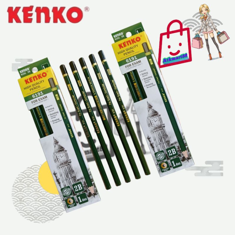 

KENKO PENCIL TULIS 2B-6191 HIJAU | @1Ktk=12Pcs