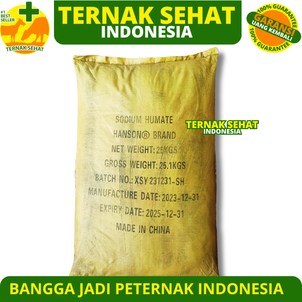 ASAM HUMAT 85% HANSON 1 SAK KUNING (INSTAN) - Sodium Humate 25 kg - Humic Acid 25 kg - Sodium Humat 